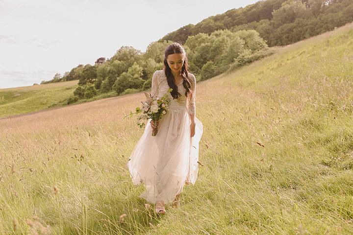 Bride with meadow flowers